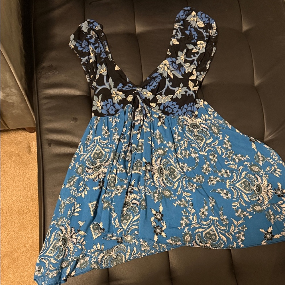 FP Movement by Free People Black and Blue Floral Top